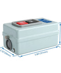 Self-Locking 3-Phase Push Button Switch 30A 380V AC, Industrial 3-Pole Heavy-Duty Metal Case, 3.7KW Load, Instant OFF Disconnect, Compact Design