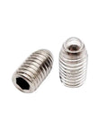 Heavy Duty 304 Stainless Steel Socket Set Screws Black Oxide Metric M8 M10 M12 Cone Point Fasteners in silver finish close-up