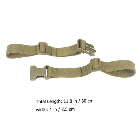 2 Pack Adjustable Backpack Straps With Retractable Buckles For Outdoor Travel Hiking Camping And Jogging Gear Heavy Duty Nylon Quick Dry Easy Replacement Army Green shown on white background with dimensions