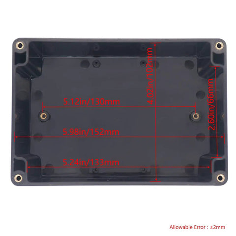 Hella Durable IP65 Waterproof ABS Project Case, Top Shelf DIY Electronics Junction Box showing internal dimensions and mounting points.