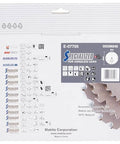Back of packaging for Fast Cutting Ten And A Quarter Inch 24 Tooth Carbide Tipped Framing Circular Saw Blade For Boss Level Efficiency