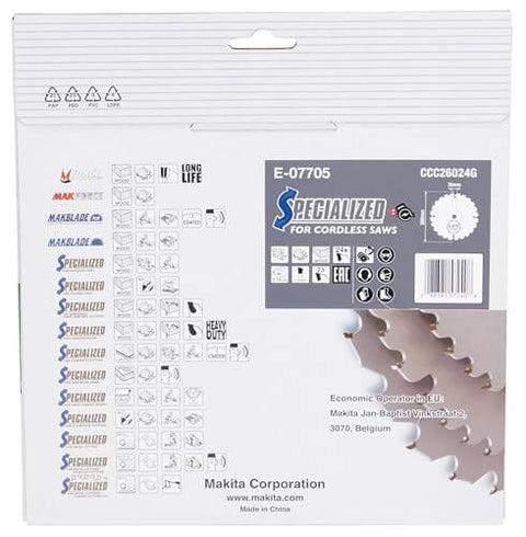 Back of packaging for Fast Cutting Ten And A Quarter Inch 24 Tooth Carbide Tipped Framing Circular Saw Blade For Boss Level Efficiency