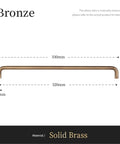 Diagram of U Shaped Antique Brass Brushed Furniture Handle with Solid Shell Drawer Knob for Cabinets and Kitchen Cupboards Long Pull 320mm Pitch Row Modern Minimalist Style Built For Daily Use and Easy Install showing dimensions