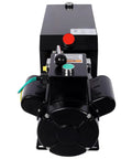 Heavy Duty Single Acting Hydraulic Power Unit With Steel Reservoir Pump For Dump Trailer Lift Gate Log Splitter Car Lift And Hydraulic Equipment Black Heavy Load from front view.