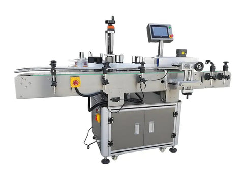 Heavy Duty Desktop Automatic Flat Label Applicator For Cheese Bags Slick Plug And Play Sticker Roller Machine No Sweat Labeling Rig smooth metal design with control panel