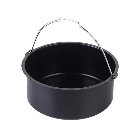 8-inch baking pan from 6 Piece Air Fryer Accessory Kit For 5.0 To 7.0 Quart Models With handle, fits most 3.7 Qt and up electric fryers.