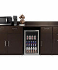 No Sweat Breakroom Cabinet With Mini Fridge Cutout And Three Spacious Drawers Fully Assembled Coffee Prep Station.