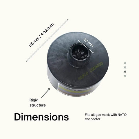 CBRN 40mm Gas Mask Filter Long Shelf Life Pro Grade Replacement Filter For Nuclear Biological Chemical Hazards IDF Approved Israeli Made Durable And Reliable Beef Up Your Prep Game For Emergency Use And Everyday Gear