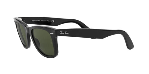 Unisex Wayfarer Style Sunglasses With Low Bridge Fit, Iconic Square Frames, Polarized And Nonpolarized Lenses, UV Protection, Crystal Glass Lenses, Black And G-15 Green, 52mm