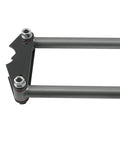 Universal Parallel Four Link Kit With Panhard Bar For Trucks Classic Cars Rat Rods And Hot Rods Rear Suspension Links For Street Ready Frame Rails Clearance Silver Gray, close-up of steel link end