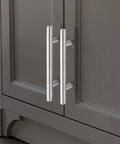 5 Pack Brushed Nickel T Bar Cabinet Pulls Stainless Steel Kitchen Cabinet Handles on dark cabinet doors