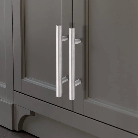 5 Pack Brushed Nickel T Bar Cabinet Pulls Stainless Steel Kitchen Cabinet Handles on dark cabinet doors
