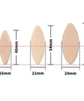 Diagram showing dimensions of 100 Pcs Plate Joiner Biscuits Beechwood For Tight Bonding And High Stability In Woodworking Swells With Water Based Glue To Lock Joints Heavy Duty Beech Wood Fasteners For Strong Long Lasting Wood Joints