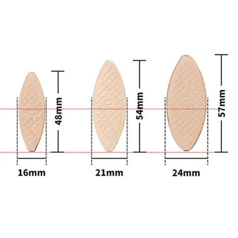 Diagram showing dimensions of 100 Pcs Plate Joiner Biscuits Beechwood For Tight Bonding And High Stability In Woodworking Swells With Water Based Glue To Lock Joints Heavy Duty Beech Wood Fasteners For Strong Long Lasting Wood Joints