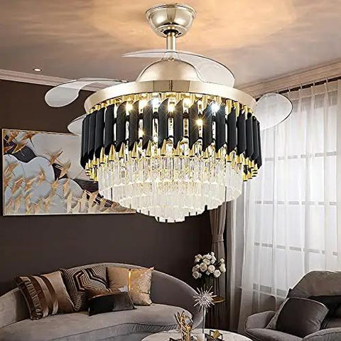 Experience The Refresh This Modern Invisible Ceiling Fan Lamp Brings with Whisper Quiet Operation with sleek black and gold design.