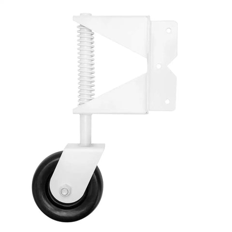 Heavy Duty Swing Gate Wheel Caster For Vinyl Gates Up To 200 Pounds, 360 Degree Swivel, Spring Loaded, 3.9 Inch Diameter, White
