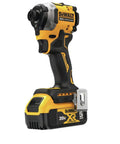 Compact 20V Max Brushless Cordless Impact Driver Kit With Battery And Charger, side view showing battery and brushless motor design.