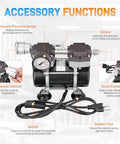 Front view of 3-hole 50L/min oil-less lab vacuum pump with switch, pressure gauge, silencer, quick connector, hoses