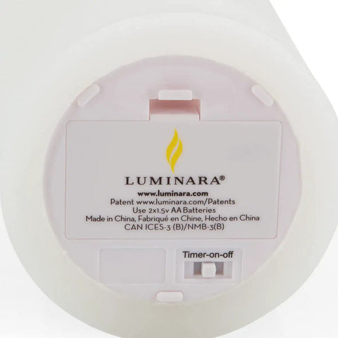 Bottom detail of Flameless Pillar Candle Large 6.5 Inches Unscented With Real Flame Effect Flickering LED Battery Operated Candle