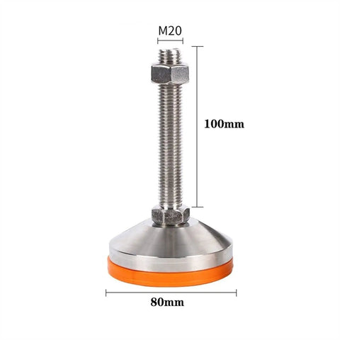 Tough As Nails Carbon Steel Adjustable Screw Support Feet With No Sweat Quick Thread Leveling Pads, 80mm base, 100mm height.