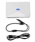 Compact Mini Ups Battery Backup For Home Routers And Cable Modems Packing 8800Mah Juice, white battery unit with power cables.