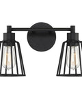 Transitional Two Light Bath Fixture From Atticus Collection In Earth Black Finish Dope Vanity Lighting For Bathrooms Sleek Wall Mount Design