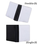 Heat Transfer Wallet DIY Card Holder One Side Print Kit for Women and Men showing open black and white PU leather wallet