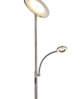 70 Inch Modern Slim LED Torchiere Floor Lamp With Reading Light And Remote In Antique Brass Finish, adjustable dual lights view