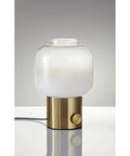 Lewis Table Lamp With Antique Brass Finish And Glass Shade, 12 Inch Desk Lamp For Bedroom Or Living Room, Model 6027-21 close-up view