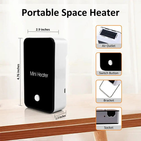 Personal Space Heater Portable Mini Electric Desk Warmer For Room And Office Black Auto Shut Off Temperature Protection