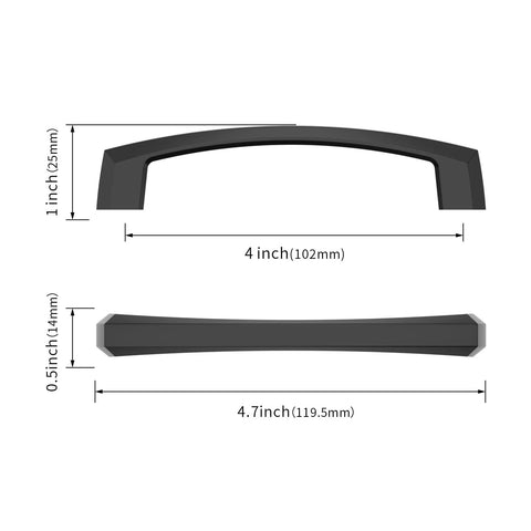 10 Pack 4 Inch 102mm Matte Black Cabinet Handles For Kitchen Cabinets Drawers Dresser Wardrobe Zinc Alloy Hardware dimensions