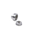 Anti-Theft Locking Nuts 5/16-18 Stainless Steel Security Kit with 4 locks, 18 TPI UNC, showing two stainless steel nuts
