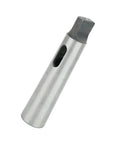 Drill sleeve adapter MT3 to MT2 taper; small silver metal cylinder with square drive end
