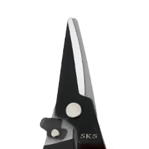Close-up of blade tip of Non Slip Snip Shears For Sheet Metal 9 Inch Manganese Steel Cutter With Labor Saving Lever