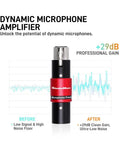 Dynamic Microphone Preamp With 29dB Gain And Ultra Low Noise XLR Boost, Plug And Play Metal Adapter, graph background