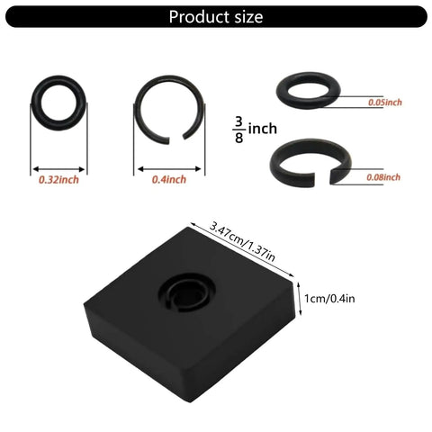 Essential 3/8 Inch Impact Wrench Retaining Rings And Round Sealer Clamps Made From Durable Rubber displaying size measurements.