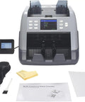 Heavy Hitter Multi Currency Bill Counter Machine With Auto Currency Identification And Error Detection displayed with accessories and user manual.