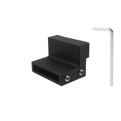 Black Carbon Steel Sliding Barn Door Roller Stopper Hardware Set With Wrench, noise-reducing kit for 1.57 inch wide tracks, side view.