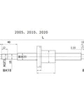 Heavy Duty SFU2005 Linear Motion Ball Screw Kit 900mm C7 Accuracy Plus BFBK15 Flange Nut technical drawing with dimensions