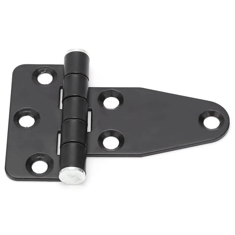 Beefy Heavy Duty T Strap Hinge Stainless Steel 6 Hole Cabinet Gate Fixation With Black Finish, Multi Point Mounting