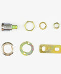 Brass Cam Lock For Equipment And DIY Furniture Hardware JA29 B 1Pcs components shown disassembled for detail view.