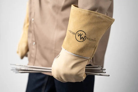 Stick Welding Gloves Heat Resistant With Pro Grade Premium Grain Cowhide Leather Heavy Duty Cotton Lining Reversed Palm