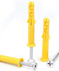 50 Piece Drywall Anchors Kit With Phillips Head Screws 10mm Self Drilling No Pre Drill Install Yellow Zinc Plated Carbon Steel Wall Fasteners For Quick Rock Solid Mounts Of Shelves TVs And More, yellow anchors with screws