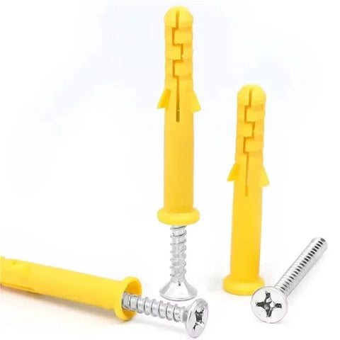 50 Piece Drywall Anchors Kit With Phillips Head Screws 10mm Self Drilling No Pre Drill Install Yellow Zinc Plated Carbon Steel Wall Fasteners For Quick Rock Solid Mounts Of Shelves TVs And More, yellow anchors with screws