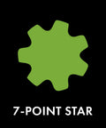 Green 7-point star shape on black background
