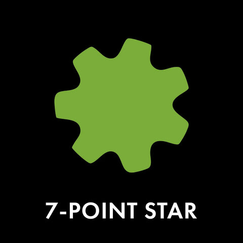 Green 7-point star shape on black background