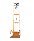 Heavy Duty Manual Lifting Platform For Warehouses And Basements With Smooth Single Hand Control, orange steel frame, inter floor cargo elevator.
