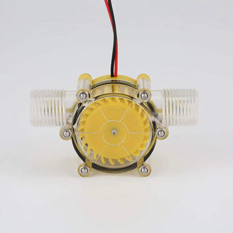 Front view of Water Turbine Micro Hydroelectric Power Generator For DIY Off Grid Charging LED Lighting And Devices DC Up To Eighty Volts Ten Watt Output No Internal Regulator Great For Charging Small Batteries And Phones.