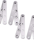 Massive 4 Piece Stainless Steel Concealed Door Pivot Hinges Packed With Smooth 360 Rotating Swivel Mechanisms Built Like A Tank For Rock Solid Cabinet And Shelving, showing four heavy-duty hinges.