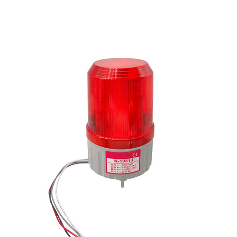 Industrial LED Rotating Strobe Beacon Emergency Warning Light With Buzzer, 110V AC Revolving Signal Tower Lamp, red with wires